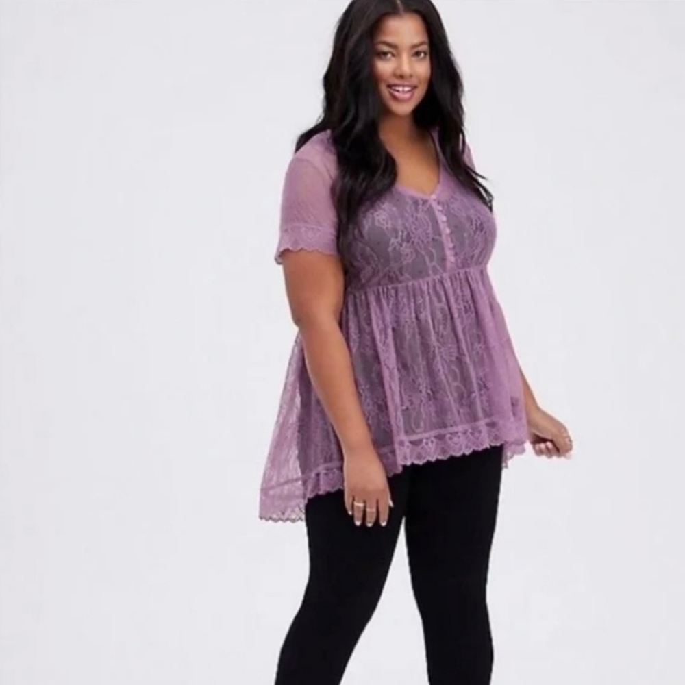 Torrid size 0 purple sheer blouse